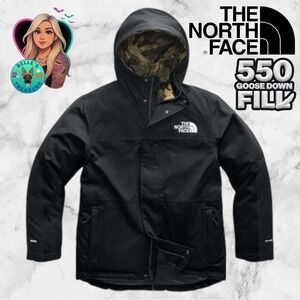 The North Face Men Large Balham 550 Down Warm Insulated Winter Jacket Black Camo